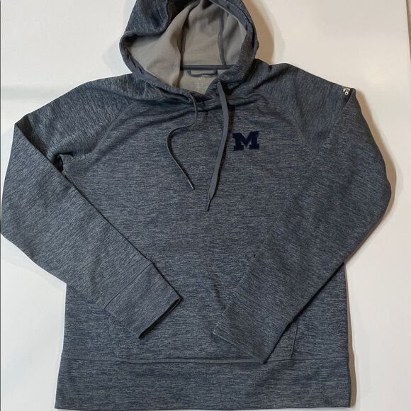 University of Michigan Wolverines Heather Gray Hooded Sweatshirt Pullover Sz M - Picture 1 of 6